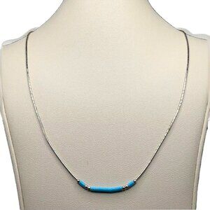 Liquid Sterling Silver‎ .925 Thin Blue Turquoise 16'' Necklace